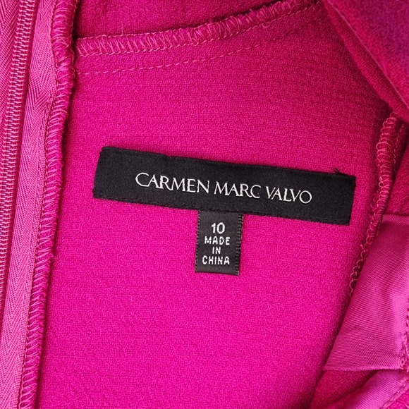 Carmen Marc Valvo Cap-sleeve Cocktail Dress Raspberry Pink Sz 10 - Picture 5 of 14